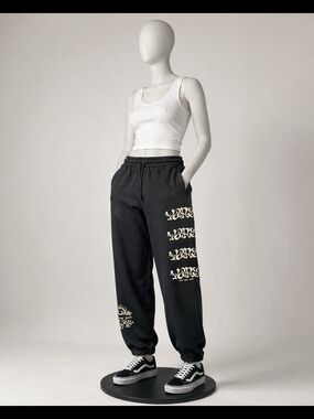 Vans Off The Wall Black Graphic Sweatpants Mens Medium